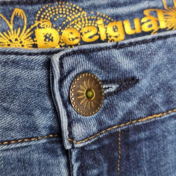 Desigual Barrel Jean 28 Horseshoe Floral Embroidered Exotic Pakaian Celana Artsy - Picture 5 of 13